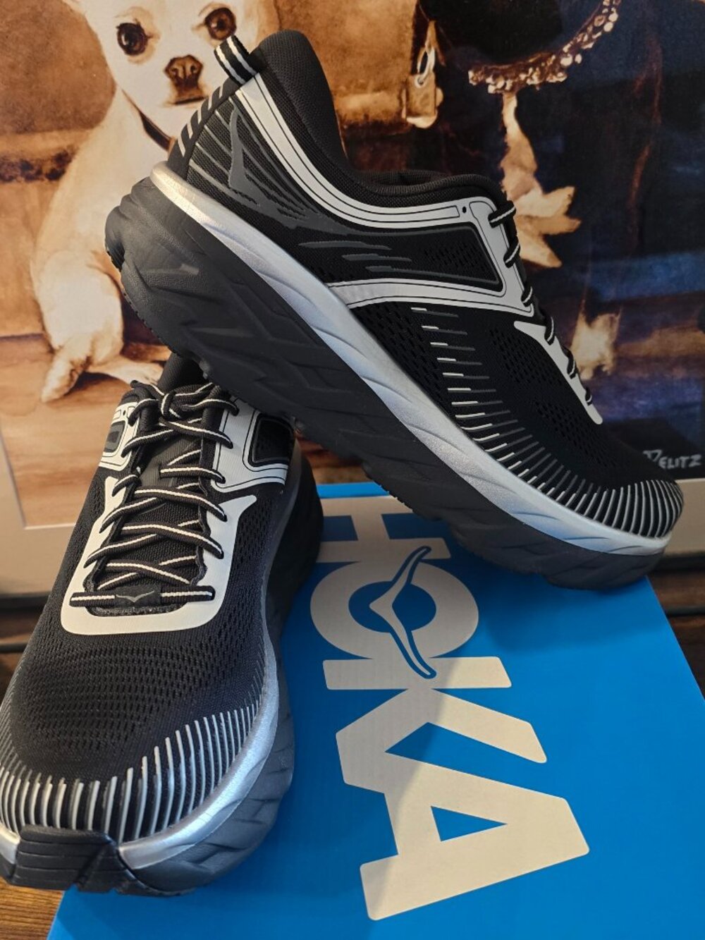 HOKA Bondi 7 Men's Stealth Tech Black / Stardust 1110518 / BKSTR Sz 13 US NEW